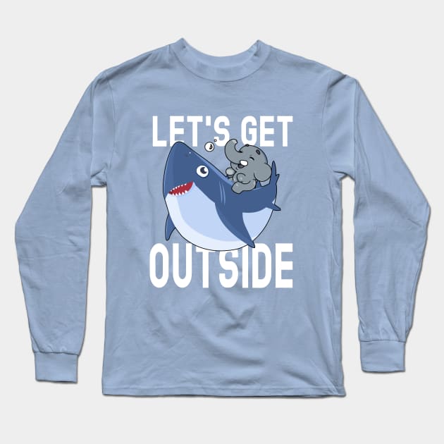 Let's Get Outside and Play Elephant and Shark Go for a Ride Long Sleeve T-Shirt by Dad and Co